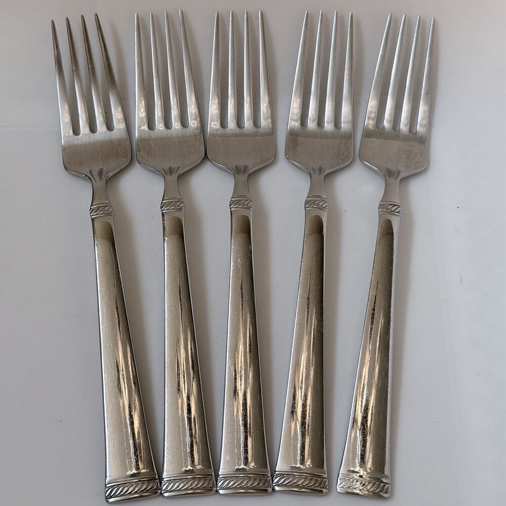Mikasa Rope 5pc Dinner Forks 8 3/8 in Stainless 18/10 Rope Band Tip & Heel